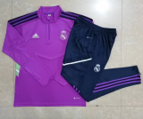 23/24 Real Madrid Half pull up long sleeves Training suit purple Soccer jersey