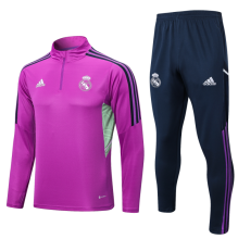 23/24 Real Madrid Half pull up long sleeves Training suit purple Soccer jersey