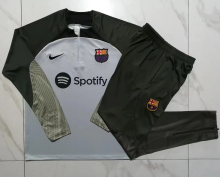 23/24  Barcelona Half pull up long sleeves training suit light gray Soccer Jersey
