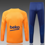 23/24  Barcelona Half pull up long sleeves training suit Orange Soccer Jersey