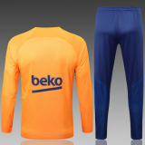 23/24  Barcelona Half pull up long sleeves training suit Orange (inkjet) Soccer Jersey