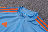 23-24 M-U Half pull up long sleeves Training suit acid blue Soccer Jersey