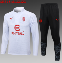 23/24 AC Milan Half pull up long sleeves training suit White (inkjet) Soccer Jersey