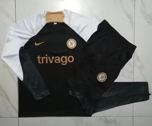 23/24  Chelsea Half pull up long sleeves training suit black Soccer jersey
