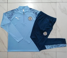 23/24 Manchester City Half pull up long sleeves training suit Light blue Soccer Jersey