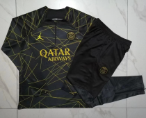 23/24  PSG Half pull up long sleeves training suit black Soccer Jersey