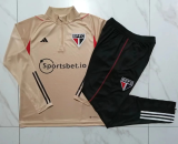 23/24 Sao Paulo Half pull up long sleeves Training suit Clay yellow Soccer Jersey