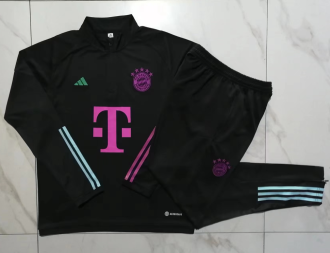 23/24 Bayern Munich Half pull up long sleeves Training suit black Soccer Jersey