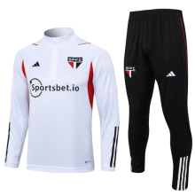 23/24 Sao Paulo Half pull up long sleeves Training suit white Soccer Jersey