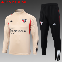 23/24 Sao Paulo Half pull up long sleeves Training suit Clay yellow Soccer Jersey