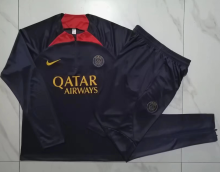 23/24  PSG Half pull up long sleeves training suit mulberry Soccer Jersey