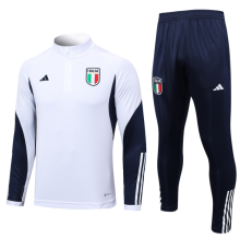 23/24 Italy Half pull up long sleeves Training suit white Soccer Jersey