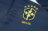 23/24 Brazil Half pull up long sleeves Training suit sapphire blue Soccer Jersey