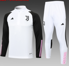 23/24  juventus Half pull up long sleeves Training suit white Soccer Jersey