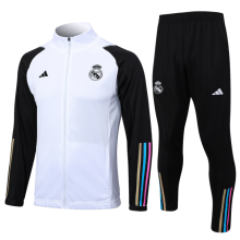 23/24 Real Madrid Jacket Tracksuit White (black sleeves) Soccer jersey