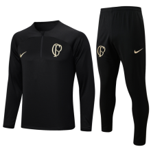 23/24 Corinthians Half pull up long sleeves Training suit black Soccer Jersey