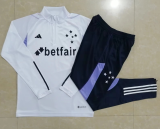 23/24 Cruzeiro Half pull up long sleeves Training suit white Soccer  Jersey