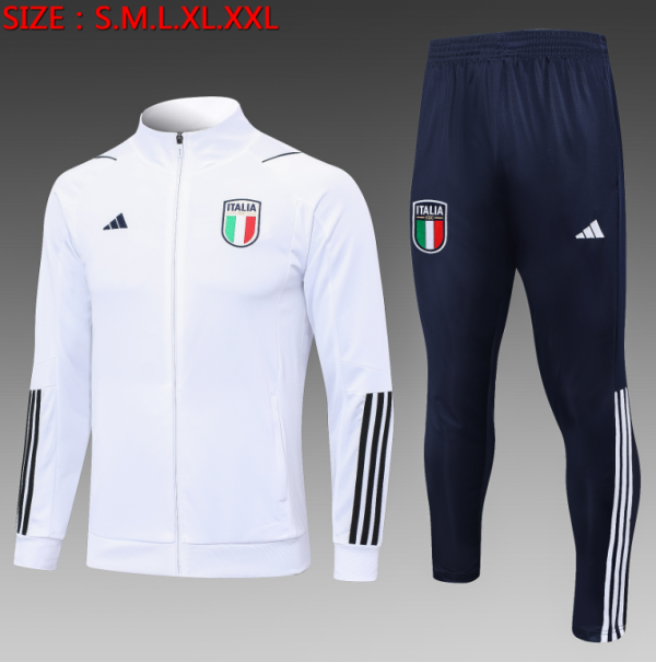 23/24 Italy Jacket Tracksuit  white Soccer Jersey