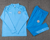23/24 Manchester City Half pull up long sleeves training suit blue A款 Soccer Jersey