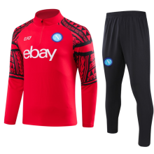 23/24 Napoli Half pull up long sleeves Training suit EA7 red Soccer Jersey