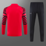 23/24 Napoli Half pull up long sleeves Training suit EA7 red Soccer Jersey
