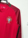 Retro 2016 Portugal home Long Sleeve 0045 Socce Jersey