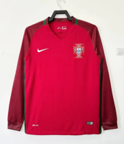 Retro 2016 Portugal home Long Sleeve 0045 Socce Jersey