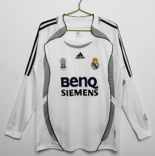 Retro 06/07  Real Madrid Long Sleeve home Soccer Jersey