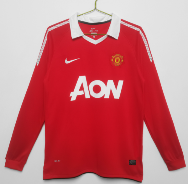 Retro 2010/11 M-U home long sleeve Soccer Jersey