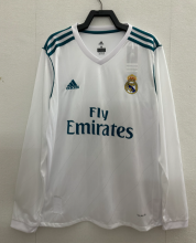 Retro 17/18 Real Madrid home Long sleeve  Soccer jersey