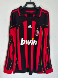 Retro 06/07  AC Milan home Long Sleeve Soccer Jersey