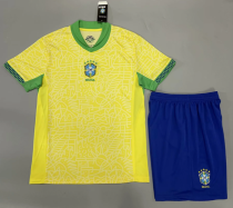 23-24 Brazil home kids Soccer Jersey