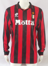Retro 93/94 AC Milan Home Long Sleeve  soccer Jersey  Thai  Qaulity