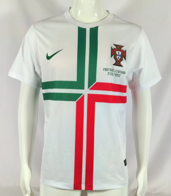Retro 2012 Portugal  Away White Socce Jersey