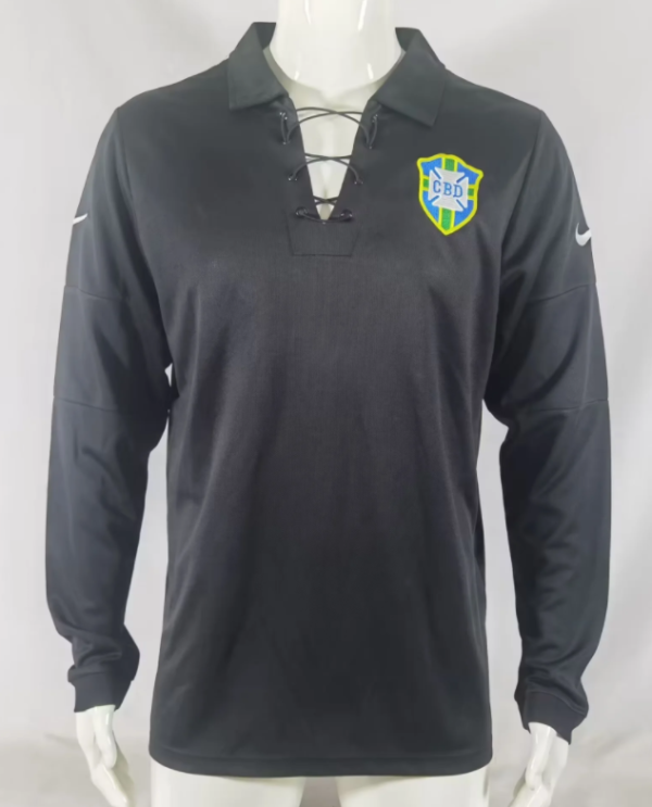 Retro 04 Brazil  special edition black Long Sleeve Socce Jersey