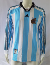 Retro 98 Argentina home Long Sleeve Soccer Jersey