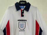 Retro 1998 England  Home Long Sleeve Soccer Jersey