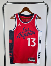 25 seasons Los Angeles Clippers Flying limit red 13号 保罗.乔治 NBA Jerseys Hot Pressed 1:1 Quality