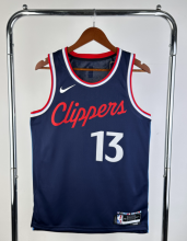 25 seasons Los Angeles Clippers away navy blue 13号 保罗.乔治 NBA Jerseys Hot Pressed 1:1 Quality
