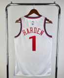 25 seasons Los Angeles Clippers home white 1号 哈登 NBA Jerseys Hot Pressed 1:1 Quality