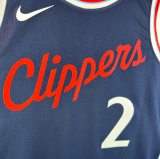 25 seasons Los Angeles Clippers away navy blue 2号 伦纳德 NBA Jerseys Hot Pressed 1:1 Quality