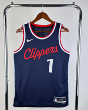 25 seasons Los Angeles Clippers away navy blue 1号 哈登 NBA Jerseys Hot Pressed 1:1 Quality