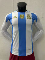 24/25  Argentina home Long Sleeve Player version Soccer Jersey (3 Stars 3星)