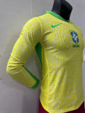 24-25 Brazil home Long Sleeve Player Version Soccer Jersey