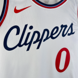 25 seasons Los Angeles Clippers home white 0号 威少 NBA Jerseys Hot Pressed 1:1 Quality