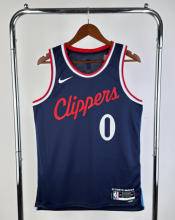 25 seasons Los Angeles Clippers away navy blue 0号 威少 NBA Jerseys Hot Pressed 1:1 Quality