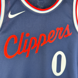 25 seasons Los Angeles Clippers away navy blue 0号 威少 NBA Jerseys Hot Pressed 1:1 Quality