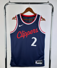 25 seasons Los Angeles Clippers away navy blue 2号 伦纳德 NBA Jerseys Hot Pressed 1:1 Quality