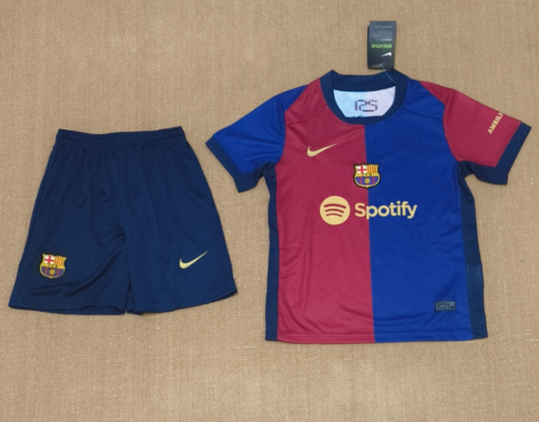 24/25  Barcelona home Kids Soccer Jersey