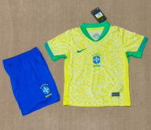 24-25 Brazil home kids Soccer Jersey